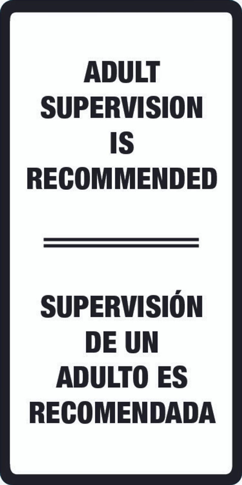 Adult Supervision Warning Label - English and Spanish