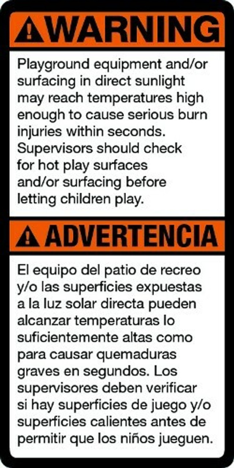 Hot Surface Warning Label - English and Spanish