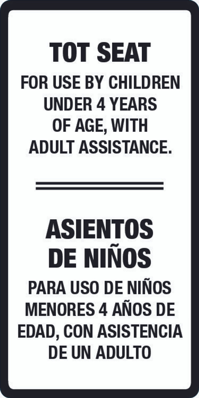Tot Seat Warning Label - English - Spanish