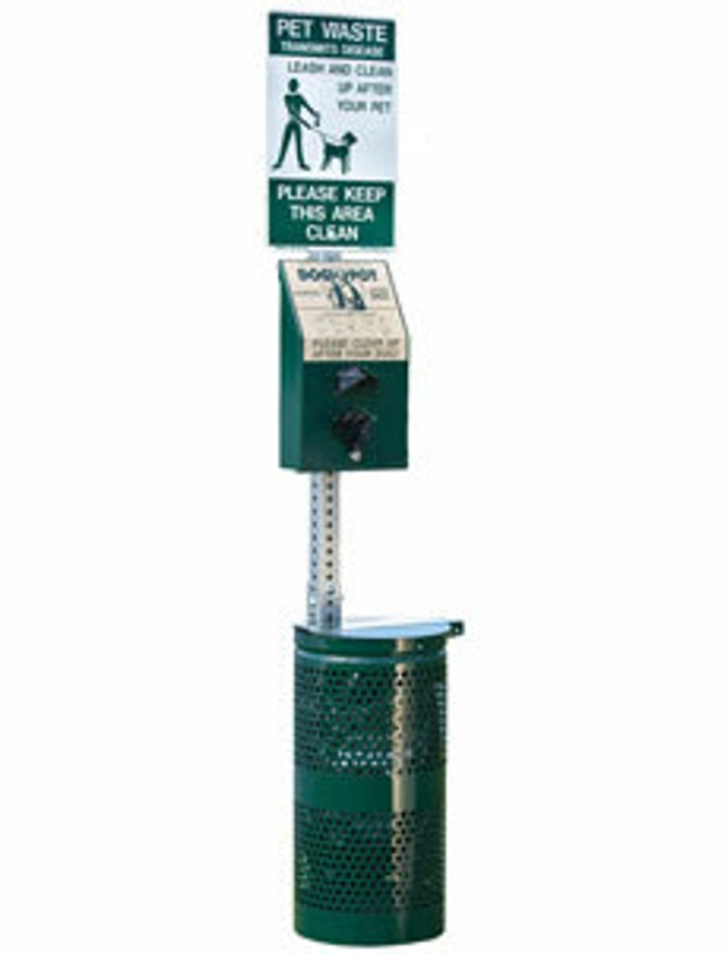 Aluminum Pet Waste Station with Steel Trash Can
