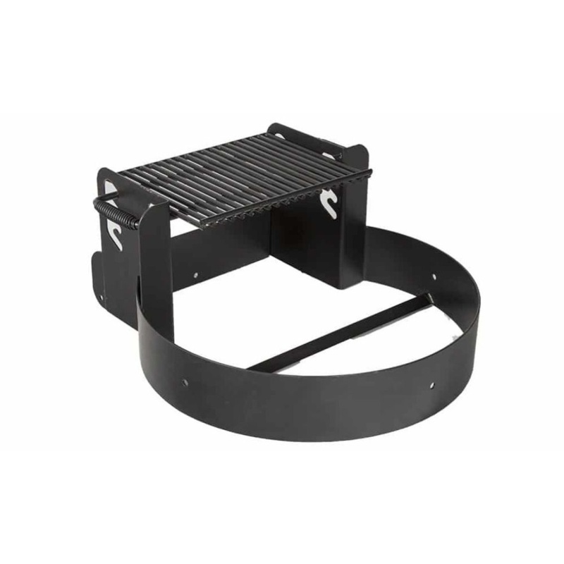 Steel Fire Ring With Adjustable Grate and 3 Spade Anchor Stakes