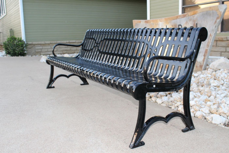 6' Austin Slatted Steel Bench with Arms
