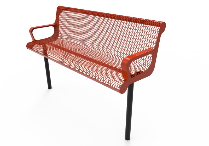 4' Contoured Bench With Arm - Expanded Metal