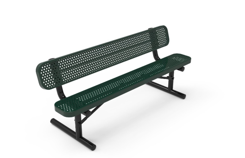 4' Punched Steel Bench W/Back - Portable