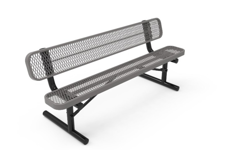 6' Expanded Metal Bench with Back