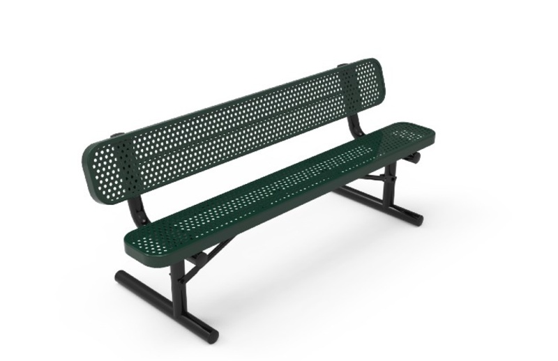 6' Bench Punched Steel with Back - Portable