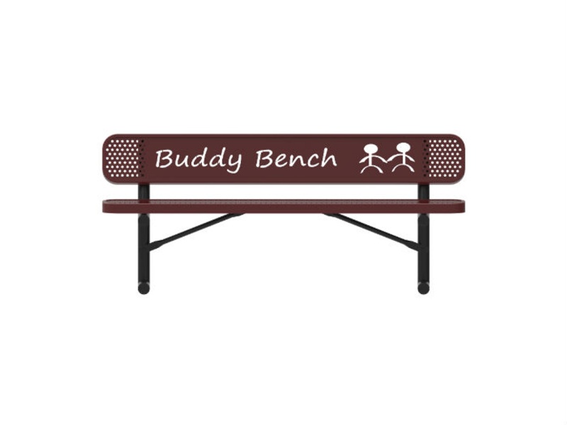 6' Buddy Bench-Punched Steel W/Back