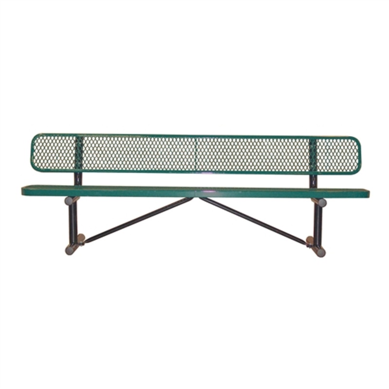 8' Bench with Back Expanded Metal - Portable