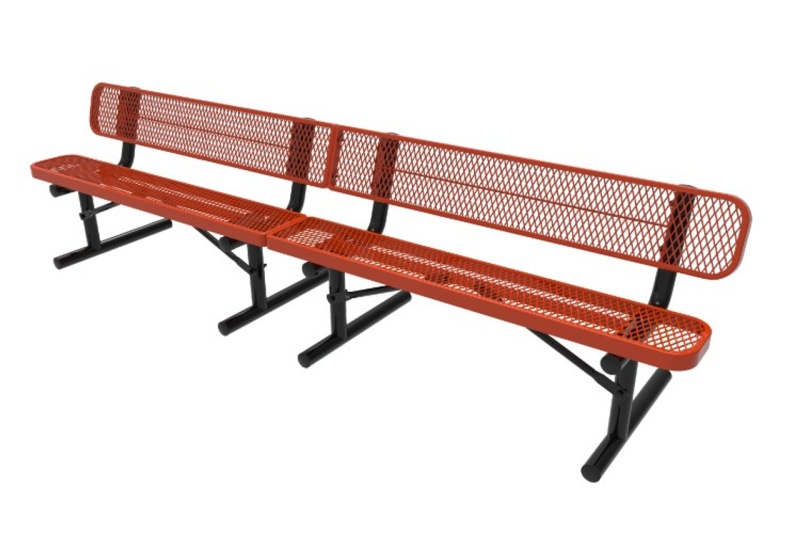 10' Expanded Metal Bench with Back