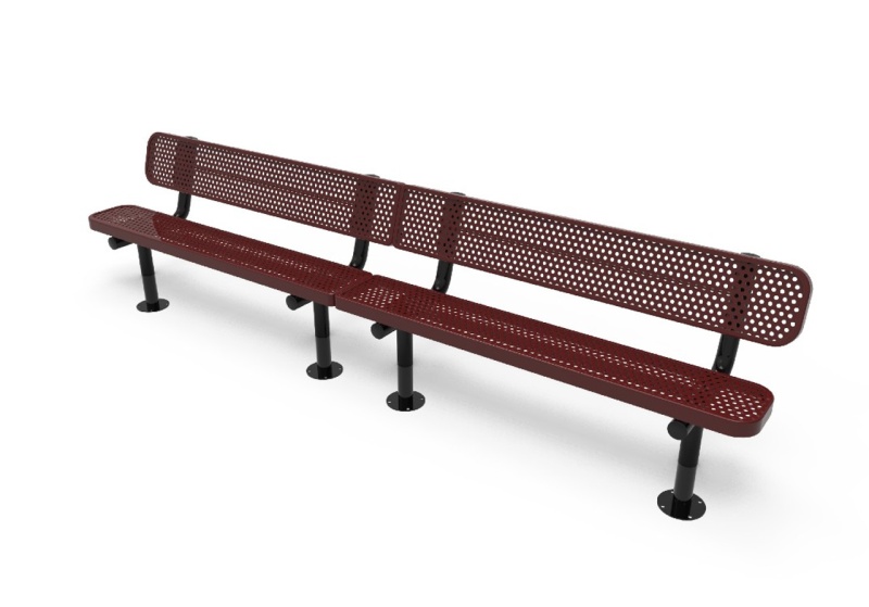 15' Punched Steel Bench With Back - Surface Mount