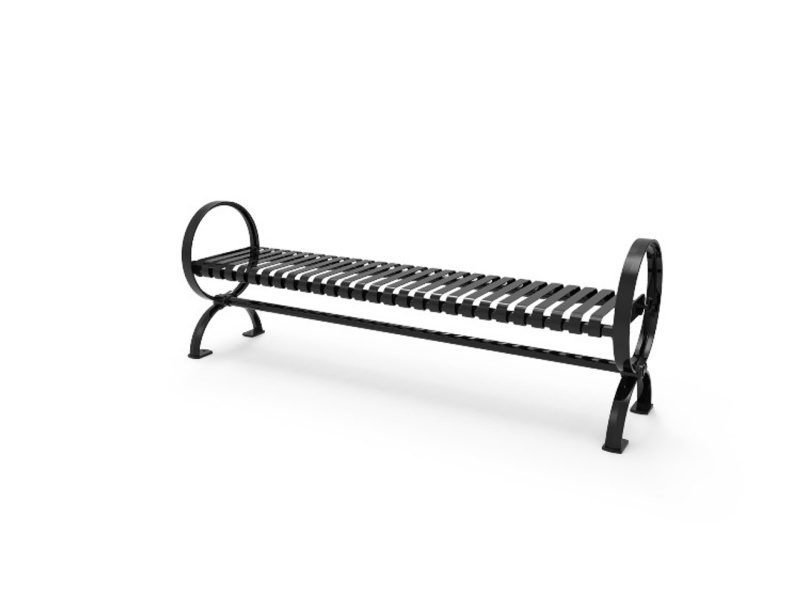 6' Village Bench Without Back - Strap Steel