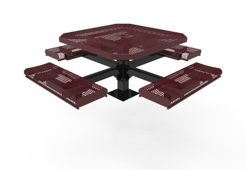 46" Octagon Expanded Metal Pedestal Picnic Table