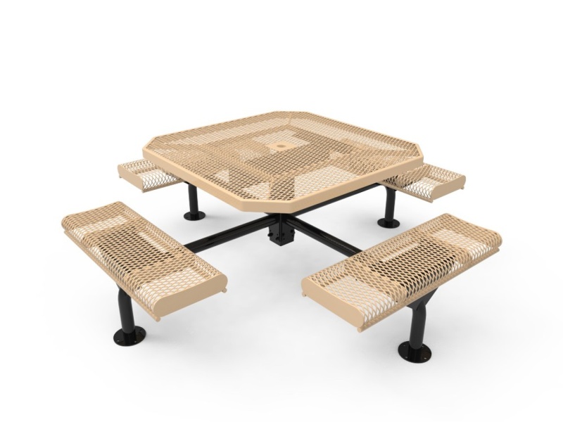46" Octagon Nexus Expanded Metal Pedestal Table With Rolled Seats