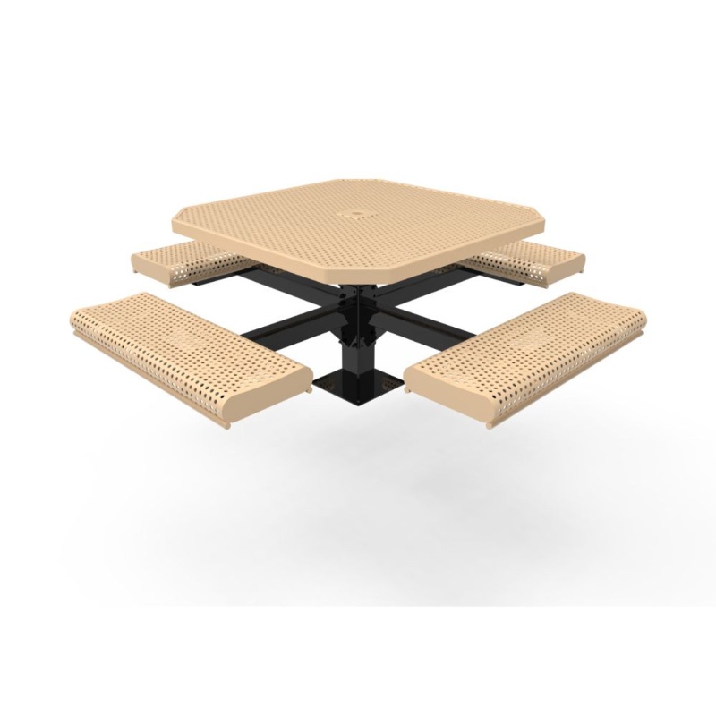 46" Octagon Pedestal Picnic Table with Rolled Seats
