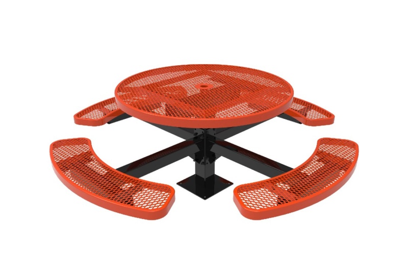 46" Round Pedestal Expanded Metal Picnic Table