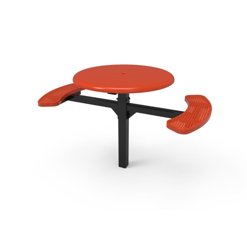 46" Round Accessible Solid Top Pedestal Table With Two Punched Steel Seats