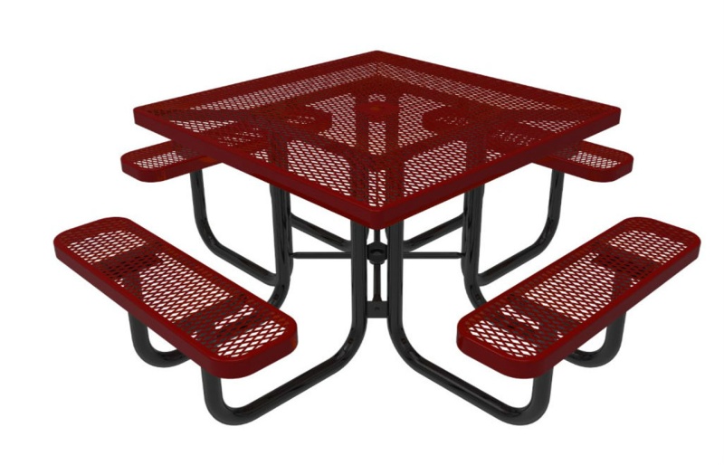 46" Square Expanded Metal Picnic Table - Portable