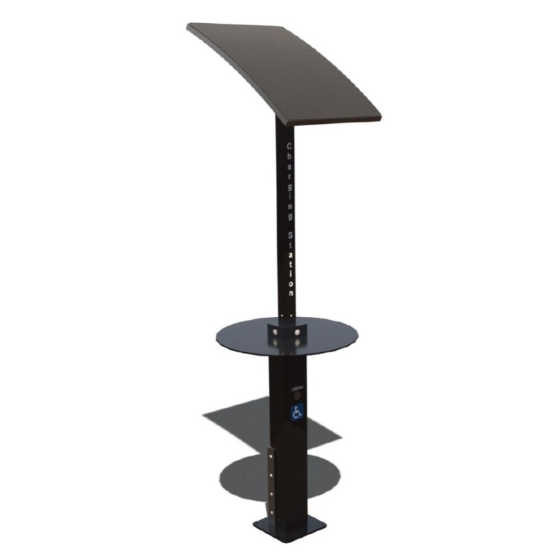 Outdoor Solar Charging Pole With Table and 4 USB Ports