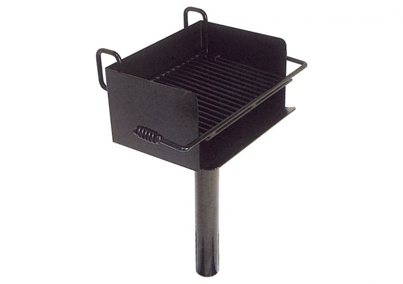 Rotating Park Grill With Cantilever Cooking Grate