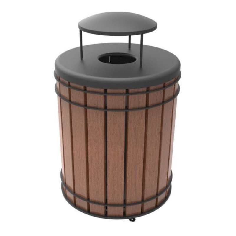 36 Gallon Round Madison Ipe Wood Trash Receptacle