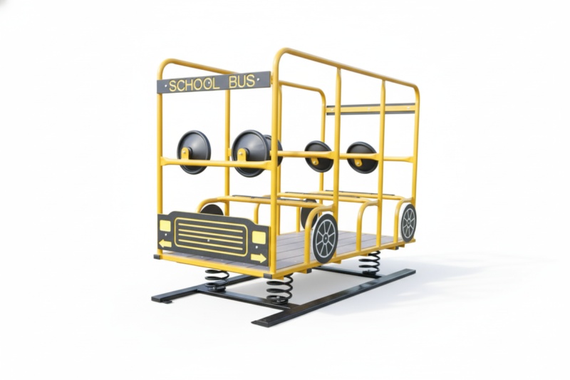 Rockin Time School Bus Multi Passenger Spring Rider